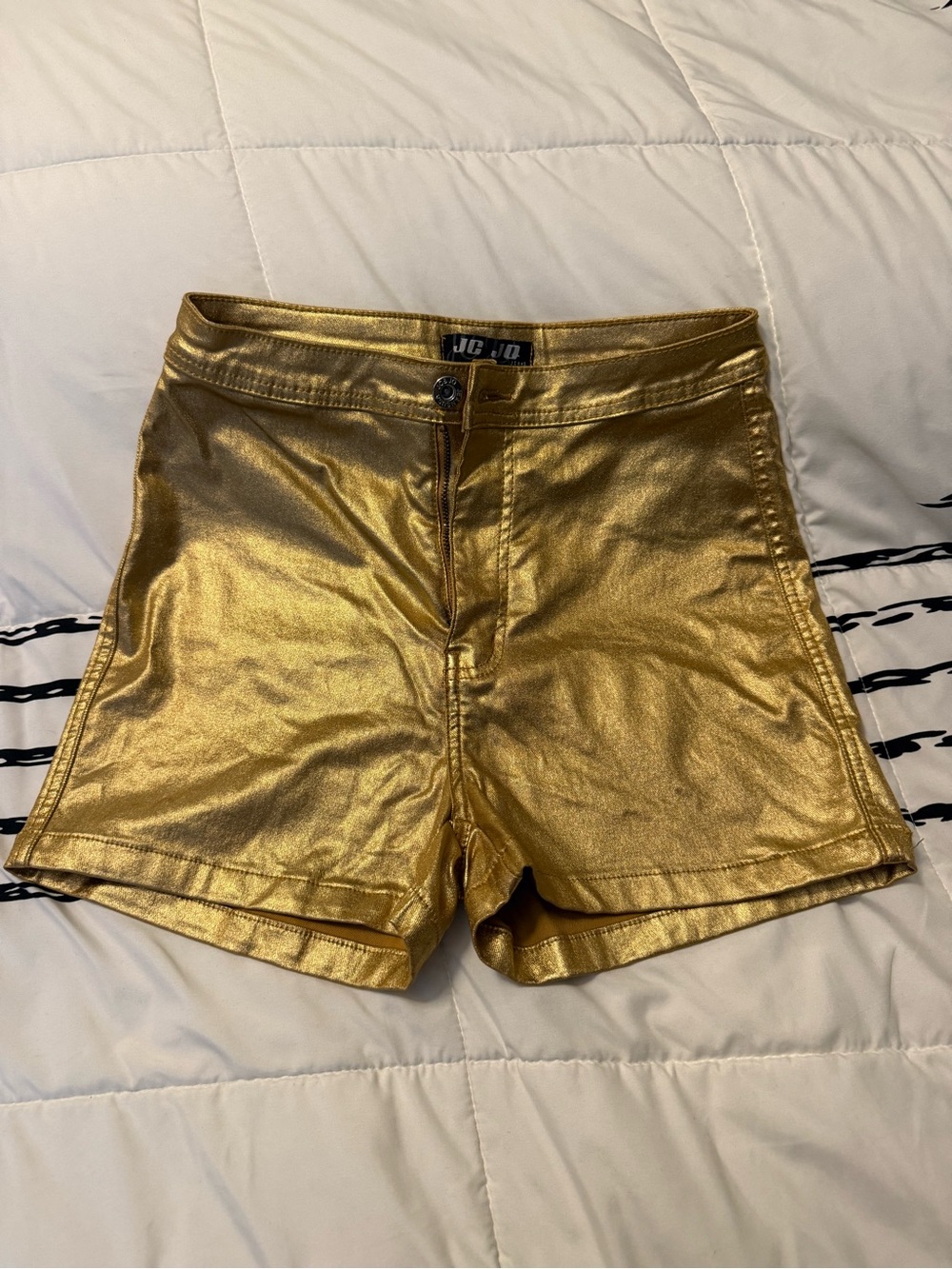 Metallic Gold High-Waist Shorts